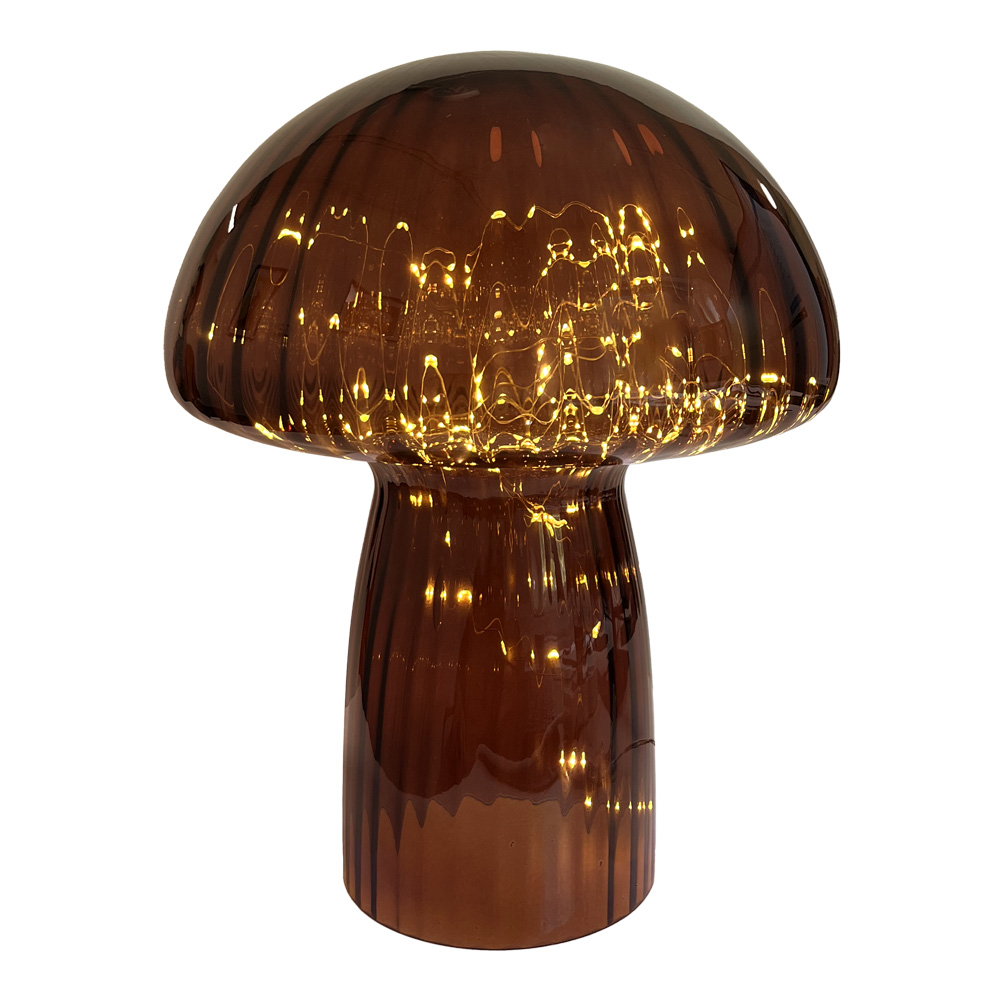 Mushroom 35cm Granate lámpara de mesa De Pixie Design - Est&aacute; equipado con un temporizador y un pr&aacute;ctico regulador de intensidad de 5 niveles para ajustar la luz seg&uacute;n las necesidades, lo que lo hace perfecto tanto como iluminaci&oacute;n de trabajo como como iluminaci&oacute;n acogedora por la noche.