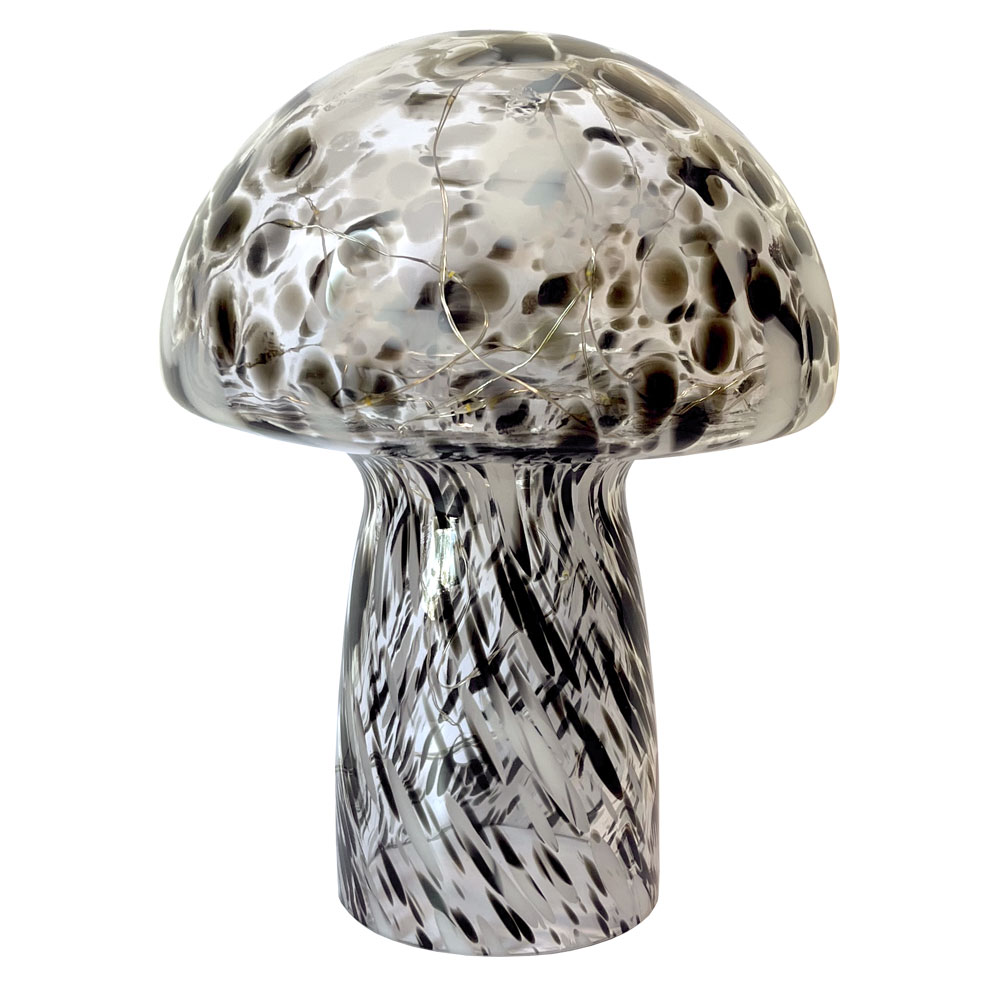 Mushroom 23cm Negro lámpara de mesa De Pixie Design - La l&aacute;mpara de hongo de Pixie Design tiene un hermoso dise&ntilde;o con una superficie jaspeada en blanco y negro.