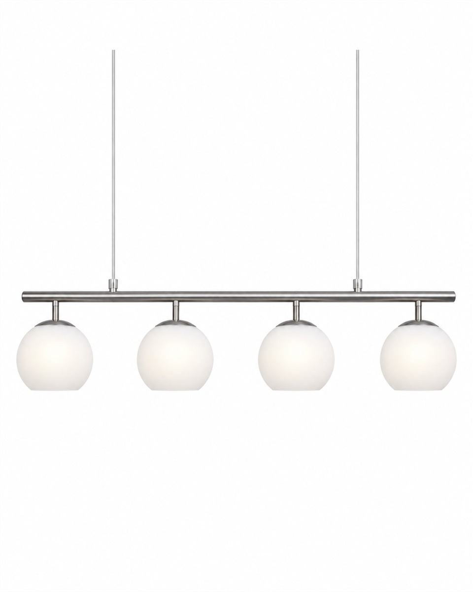 Globi 4 78cm Níquel Lámpas de techo De Nordic Lighting - Ideal sobre la mesa del comedor, en la cocina o en el sal&oacute;n, dondequiera que desee crear un ambiente acogedor, Globi se convierte en un punto focal decorativo y se integra armoniosamente en espacios modernos y cl&aacute;sicos.