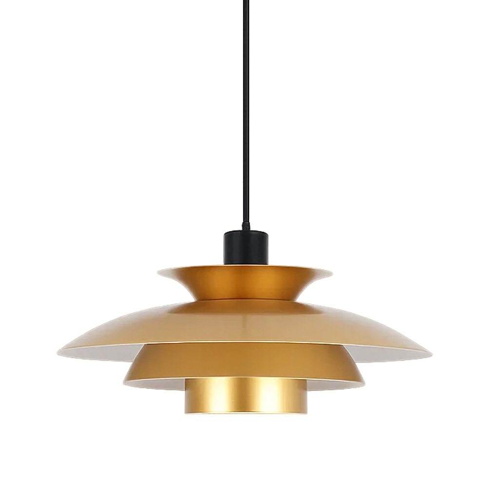 Stealth 2 Ø50 Oro Lámpas de techo De Nordic Lighting - Sus pantallas multicapa proporcionan una luz agradable y focalizada, a la vez que realzan su forma decorativa.
