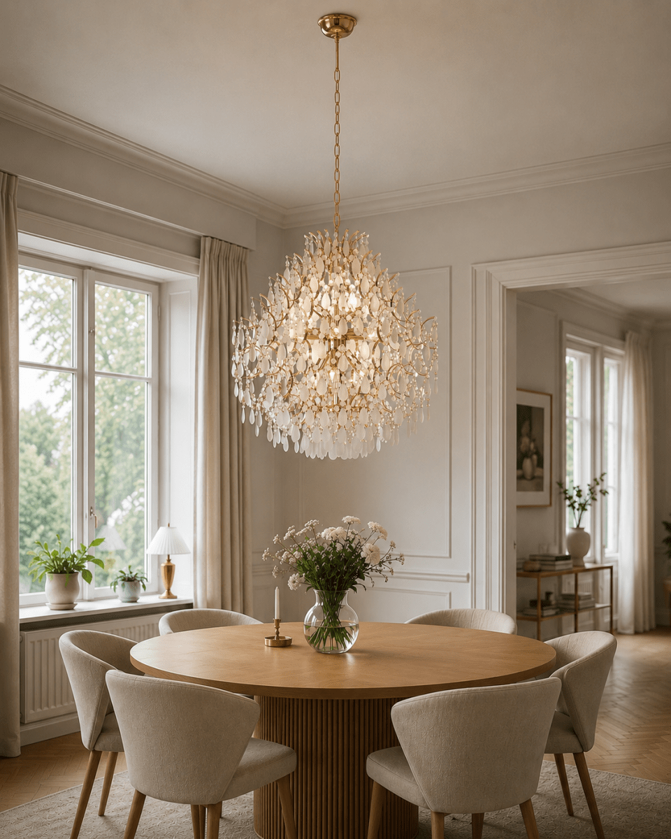 Palais Ø58 Oro cristal De Lampan - La combinaci&oacute;n de c&aacute;lidos detalles dorados y esmerilados da como resultado una interpretaci&oacute;n moderna de la cl&aacute;sica l&aacute;mpara de ara&ntilde;a de cristal.