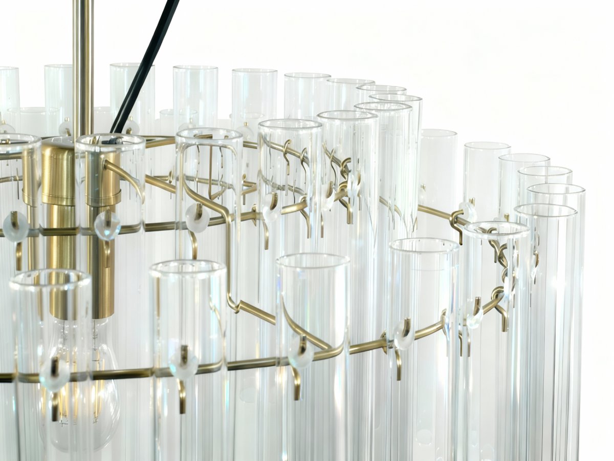 Lancaster Ø54 Latón/transparente Lámpas de techo De Lampan - Su elegante dise&ntilde;o, con su expresi&oacute;n moderna y su c&aacute;lido tono lat&oacute;n, la convierte en el foco de atenci&oacute;n perfecto sobre la mesa del comedor, en el sal&oacute;n o en el pasillo.