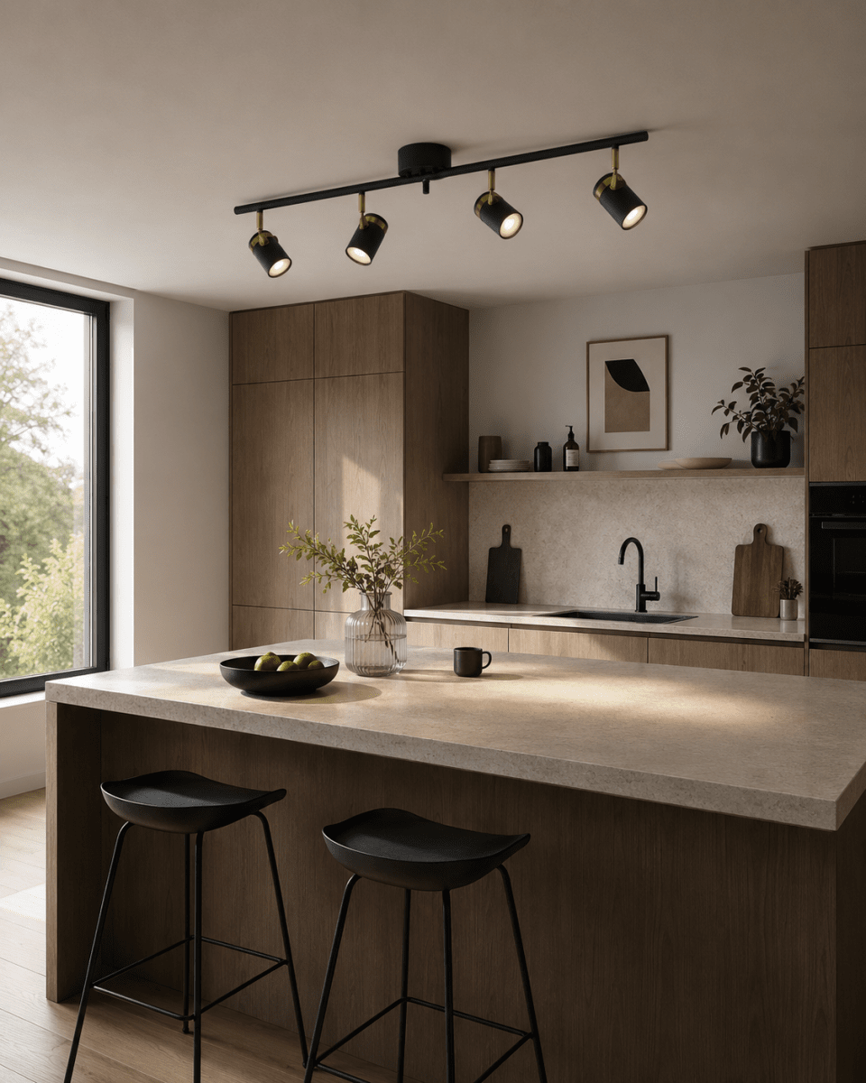 Lynx 4 Negro foco de techo De Nordic Lighting - Col&oacute;calo en el pasillo, la cocina o el dormitorio.