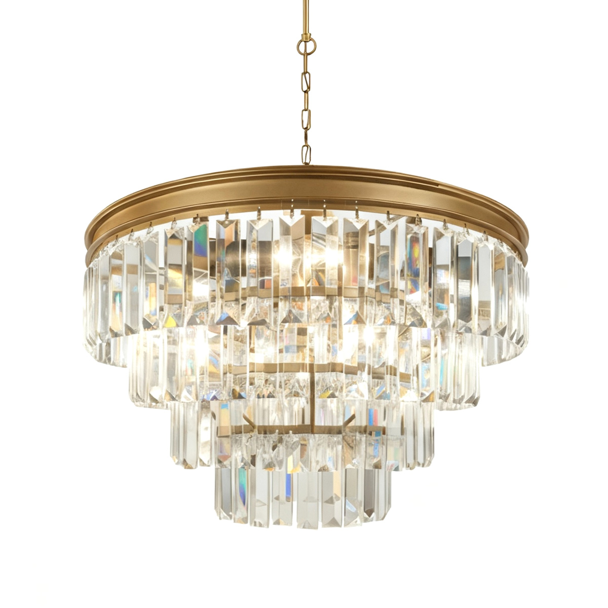 Oxford Ø50 Latón antiguo cristal De Lampan - Elegante l&aacute;mpara colgante de cristal con acabado en lat&oacute;n antiguo que combina un lujo atemporal con un dise&ntilde;o cl&aacute;sico.