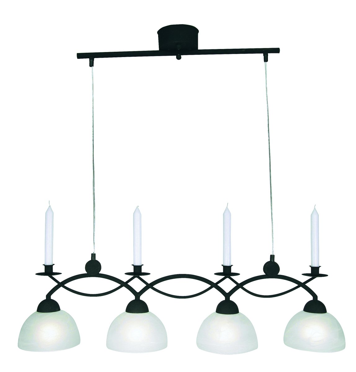 Florens 90cm Negro Lámpas de techo De Cottex - La lámpara de techo Floren de metal y cristal blanco combina elegancia y funcionalidad con espacio para cuatro luces y añade un toque clásico a tu hogar.