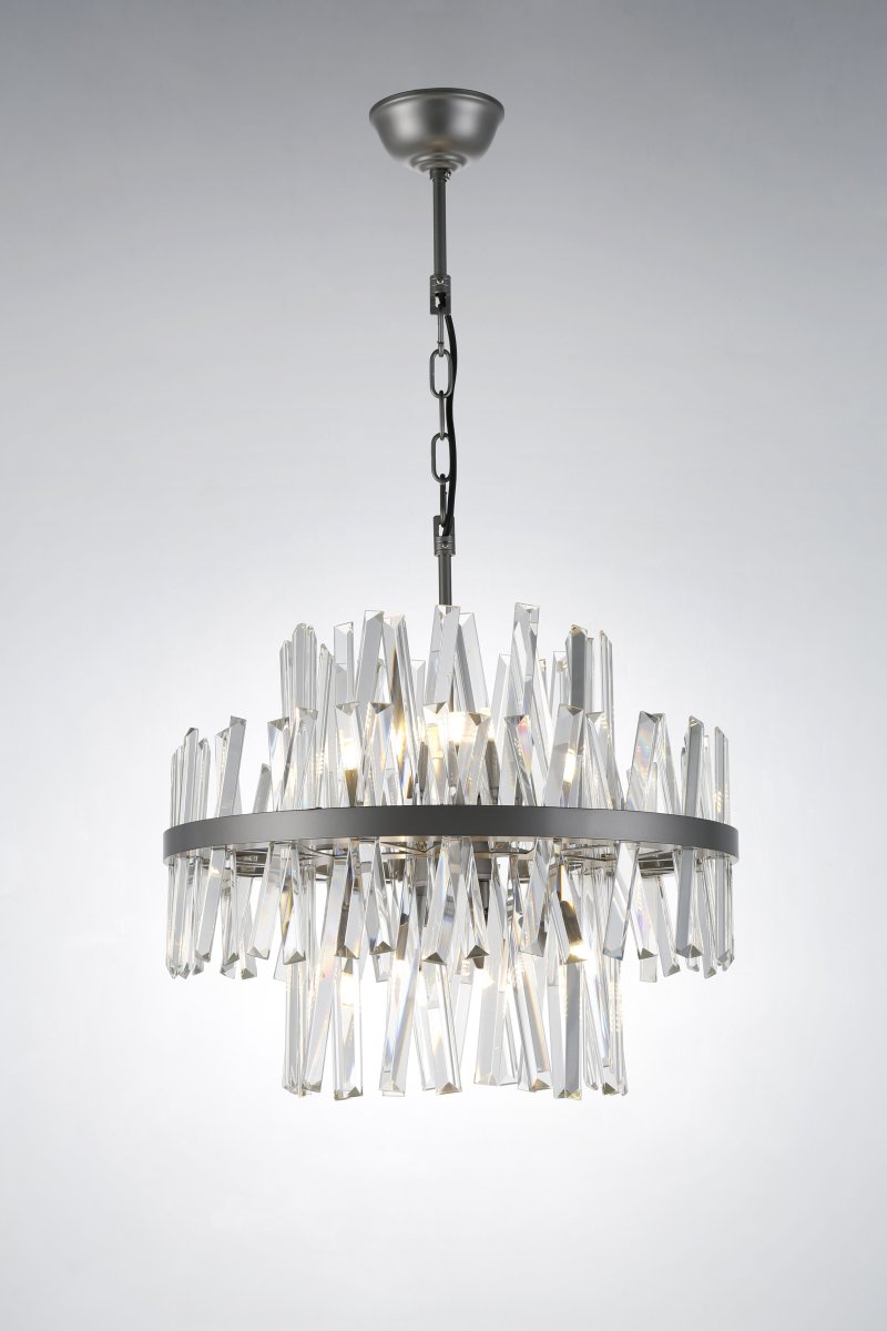 Berwick Ø50 Transparente cristal De Lampan - La estructura de hierro gris contrasta con el brillo del cristal y realza el dise&ntilde;o moderno de la l&aacute;mpara.