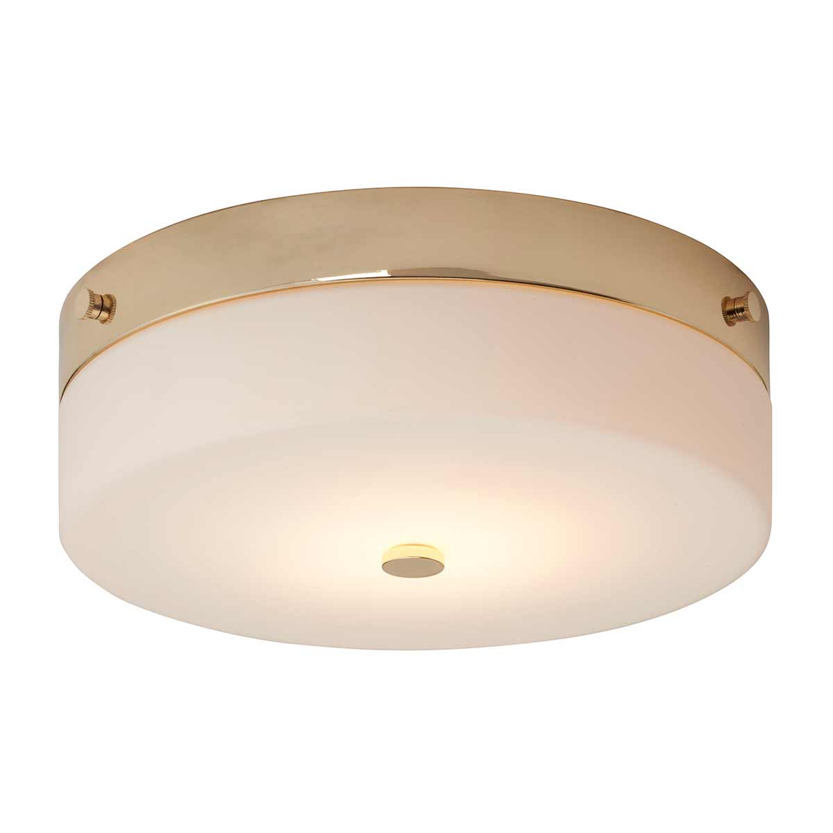 Tamar Ø30 Oro pulido lámpara de baño De Elstead Lighting - La lámpara de techo Tamar en oro pulido es una solución de iluminación elegante y funcional, perfecta para baños gracias a su grado de protección IP44, pero también es adecuada para pasillos y habitaciones con techos bajos.