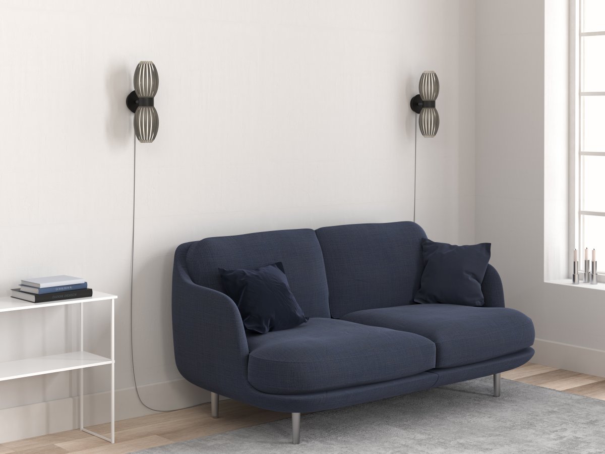 Tentacle Duo Negro lámpara de pared De Herstal - Con su apariencia carism&aacute;tica y &uacute;nica, emite una luz decorativa que realza la est&eacute;tica de la mayor&iacute;a de las habitaciones.