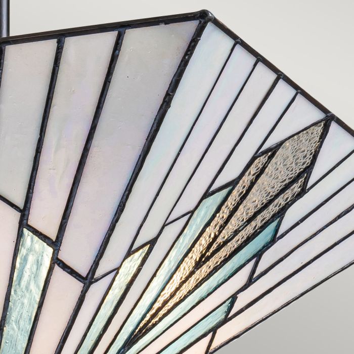 Alderley 38cm Multicolor De Elstead Lighting - Los componentes metálicos tienen un acabado de bronce vintage profundo y un diseño Art Deco clásico, lo que les da un aspecto atemporal y elegante.