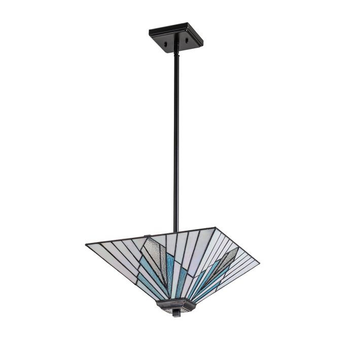 Alderley 38cm Multicolor De Elstead Lighting - Los componentes metálicos tienen un acabado de bronce vintage profundo y un diseño Art Deco clásico, lo que les da un aspecto atemporal y elegante.