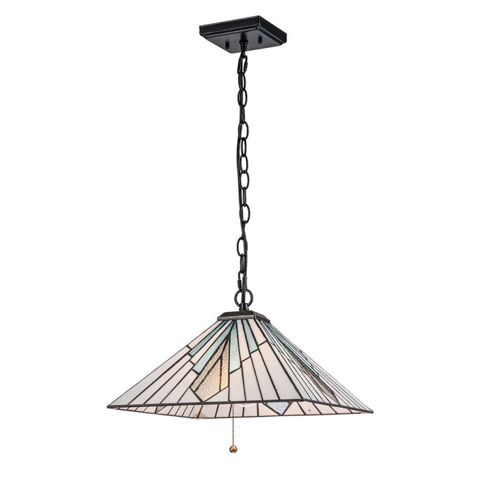 Alderley 38cm Multicolor De Elstead Lighting - Los componentes metálicos tienen un acabado de bronce vintage profundo y un diseño Art Decó clásico.