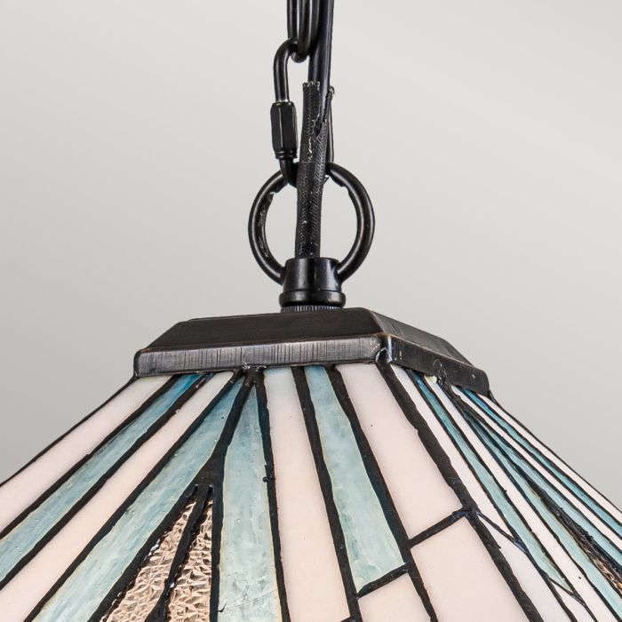 Alderley 38cm Multicolor De Elstead Lighting - Los componentes metálicos tienen un acabado de bronce vintage profundo y un diseño Art Decó clásico.