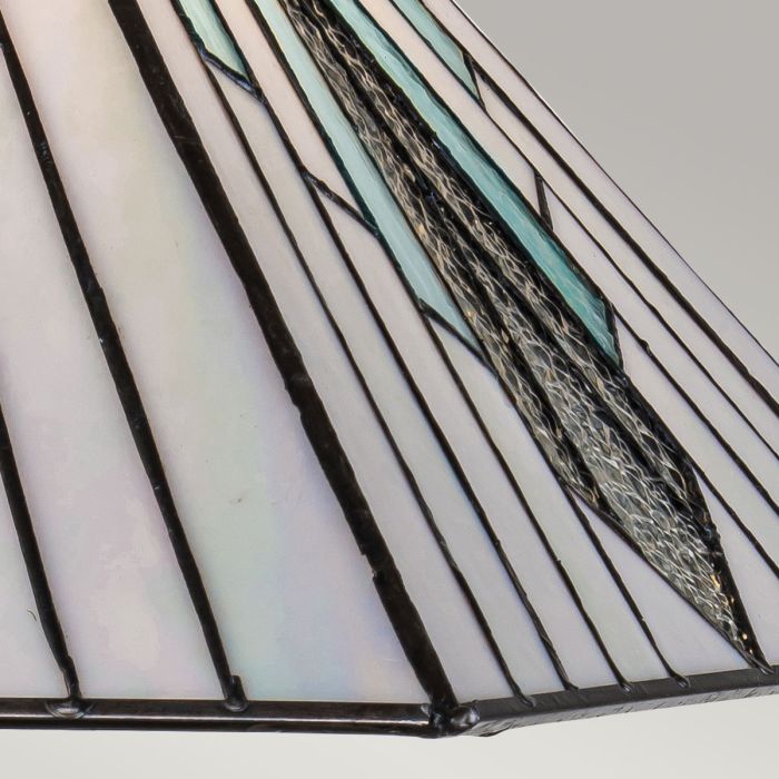 Alderley 50cm Multicolor De Elstead Lighting - Los componentes metálicos tienen un acabado de bronce vintage profundo y un diseño Art Deco clásico, lo que les da un aspecto atemporal y elegante.
