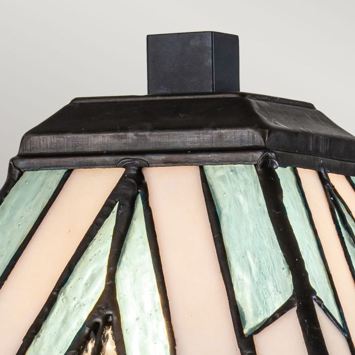Alderley 35cm Multicolor De Elstead Lighting - Los componentes metálicos tienen un acabado de bronce vintage profundo y un diseño Art Deco clásico, lo que les da un aspecto atemporal y elegante.