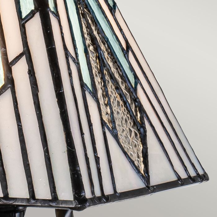 Alderley 32cm Multicolor De Elstead Lighting - Los componentes metálicos tienen un acabado de bronce vintage profundo y un diseño Art Deco clásico, lo que les da un aspecto atemporal y elegante.