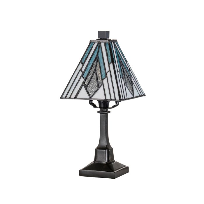 Alderley 32cm Multicolor De Elstead Lighting - Los componentes metálicos tienen un acabado de bronce vintage profundo y un diseño Art Deco clásico, lo que les da un aspecto atemporal y elegante.