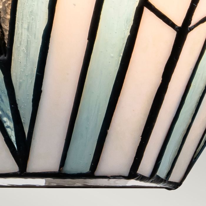 Alderley 30cm Multicolor De Elstead Lighting - Los componentes metálicos tienen un acabado de bronce vintage profundo y un diseño Art Deco clásico, lo que les da un aspecto atemporal y elegante.