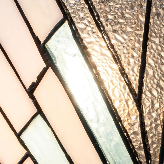 Alderley 30cm Multicolor De Elstead Lighting - Los componentes metálicos tienen un acabado de bronce vintage profundo y un diseño Art Deco clásico, lo que les da un aspecto atemporal y elegante.