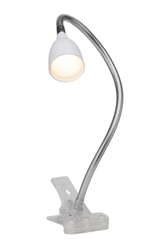 Anthony Blanco lámpara de pinza De Brilliant - La l&aacute;mpara de pinza Anthony es una soluci&oacute;n de iluminaci&oacute;n pr&aacute;ctica y flexible, perfecta para espacios reducidos, como bordes de mesas o estanter&iacute;as.