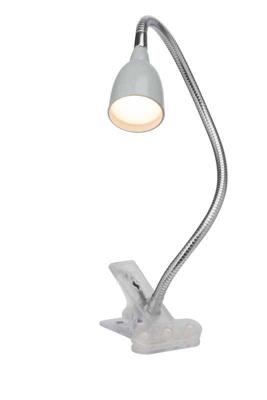 Anthony Gris lámpara de pinza De Brilliant - La l&aacute;mpara de pinza Anthony es una soluci&oacute;n de iluminaci&oacute;n pr&aacute;ctica y flexible, perfecta para espacios reducidos, como bordes de mesas o estanter&iacute;as.