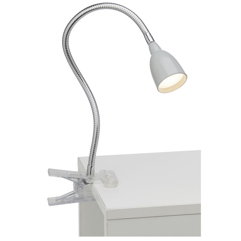Anthony Gris lámpara de pinza De Brilliant - La l&aacute;mpara de pinza Anthony es una soluci&oacute;n de iluminaci&oacute;n pr&aacute;ctica y flexible, perfecta para espacios reducidos, como bordes de mesas o estanter&iacute;as.