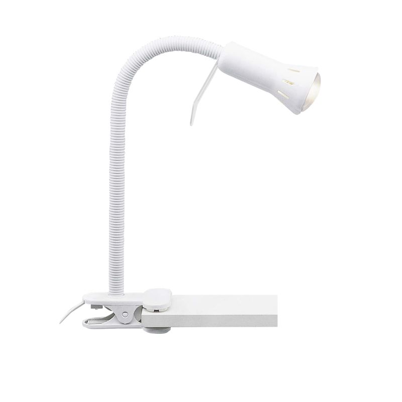 Flex Blanco lámpara de pinza De Brilliant - Flex es una pr&aacute;ctica l&aacute;mpara de pinza que se fija f&aacute;cilmente al borde de una mesa o estanter&iacute;a gracias a su base de pinza.