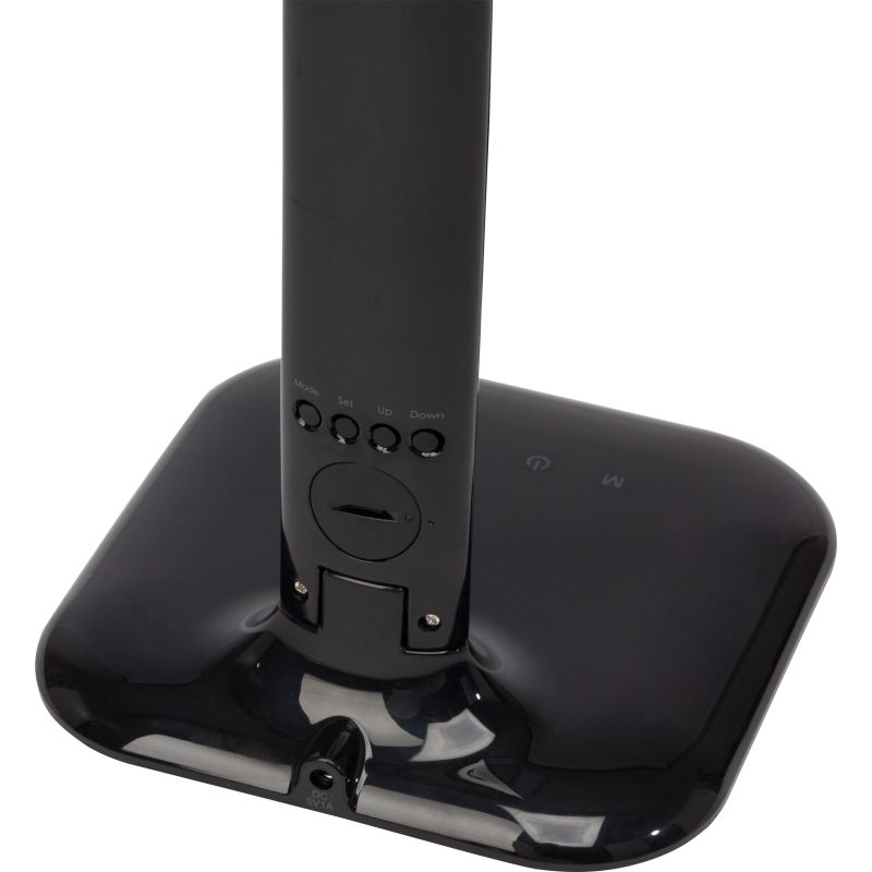 Glenn 55cm Negro lámpara de escritorio De Brilliant - La lámpara está equipada con un puerto USB para cargarse y un reloj con alarma, fecha y visualización de la temperatura.