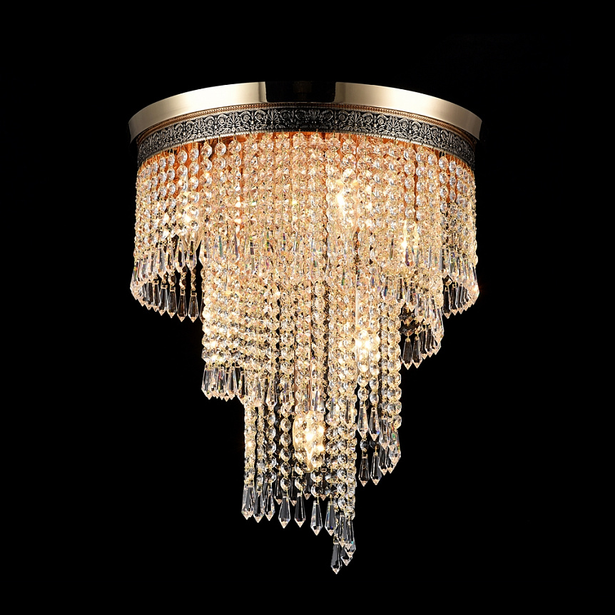 Cascade Ø42 Oro cristal De Maytoni - Los prismas decorativos cuelgan en varios niveles y encierran las fuentes de luz, creando un juego de luz radiante y una atm&oacute;sfera exclusiva.