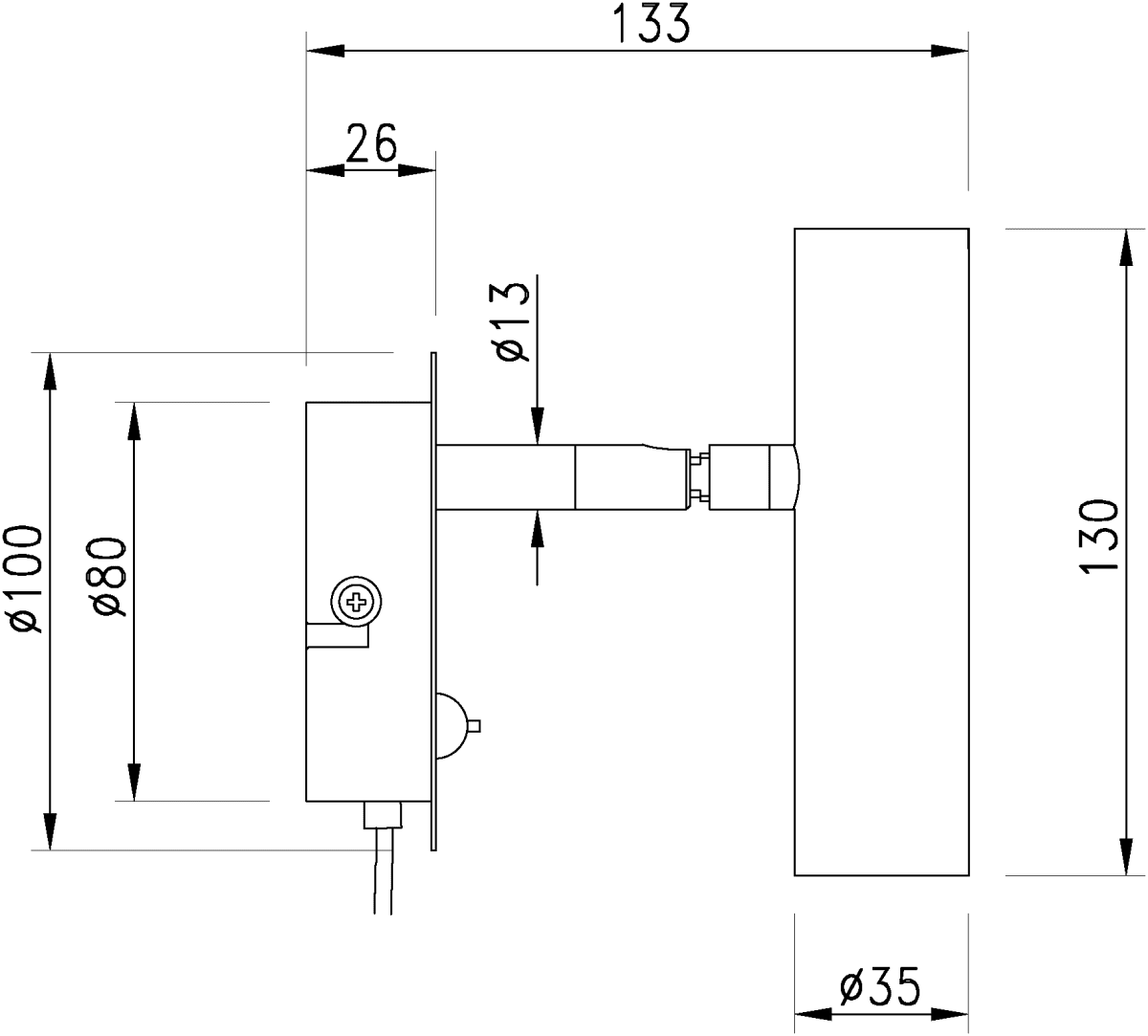 Artic Latón mate lámpara de lectura De Aneta Lighting - Regulable con el interruptor de encendido encendido; la placa de pared.