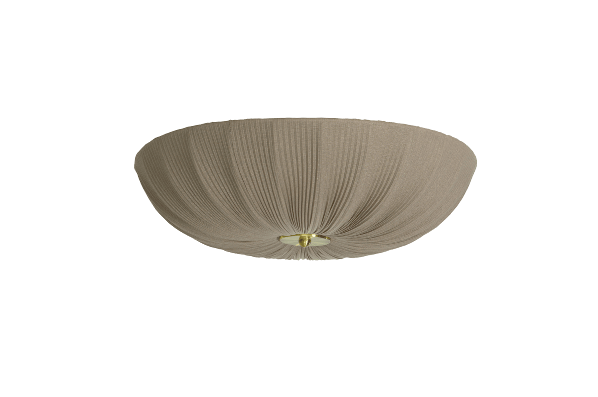 Lady Ø55 Gris plafón De Aneta Lighting - La combinaci&oacute;n del c&aacute;lido verde de la tela y los detalles de lat&oacute;n le confieren un estilo atemporal y sofisticado.