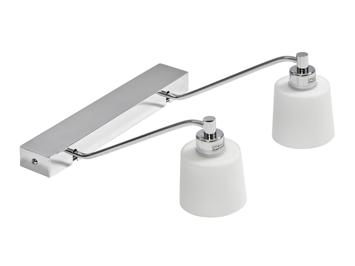 Imagen ampliada de Tärnö 30cm Cromo lámpara de baño De Armaturhantverk - El acabado cromado y el cristal blanco crean una elegante combinación que crea una luz suave y agradable, perfecta para la iluminación de espejos.