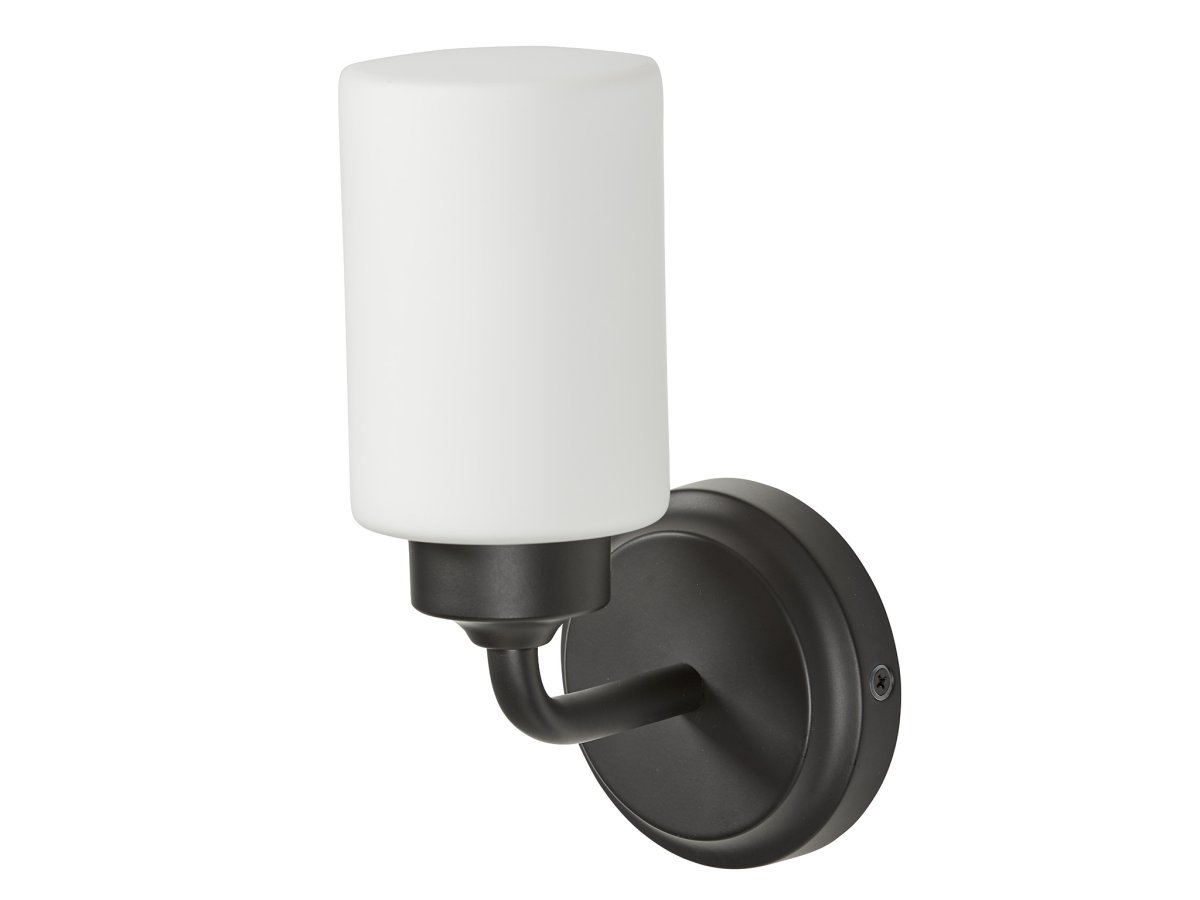 Boda 22cm Negro lámpara de baño De Armaturhantverk - Con sus detalles en negro y pantalla de cristal blanco, emite una luz suave y agradable, perfecta para la iluminación de espejos o la iluminación general.