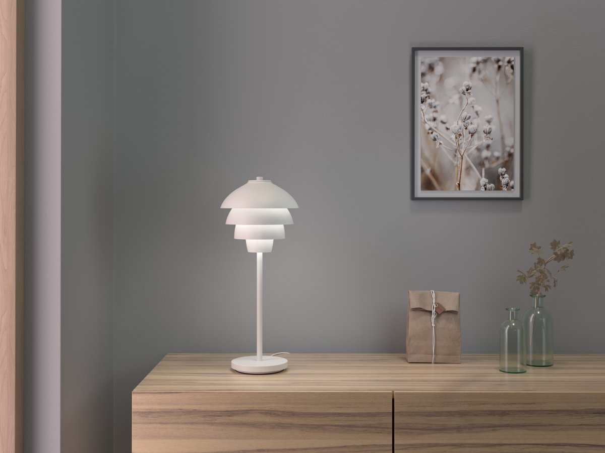 Valencia 40cm Blanco mate lámpara de mesa De - Col&oacute;cala junto a la ventana, en el aparador o en la mesita de noche.