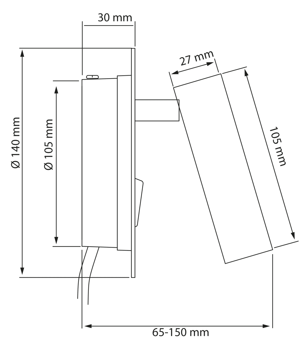 Ace Blanco lámpara de lectura De Aneta Lighting - La lámpara tiene una luz de lectura con cabezal orientable así como una iluminación indirecta que ilumina la pared alrededor de la lámpara.