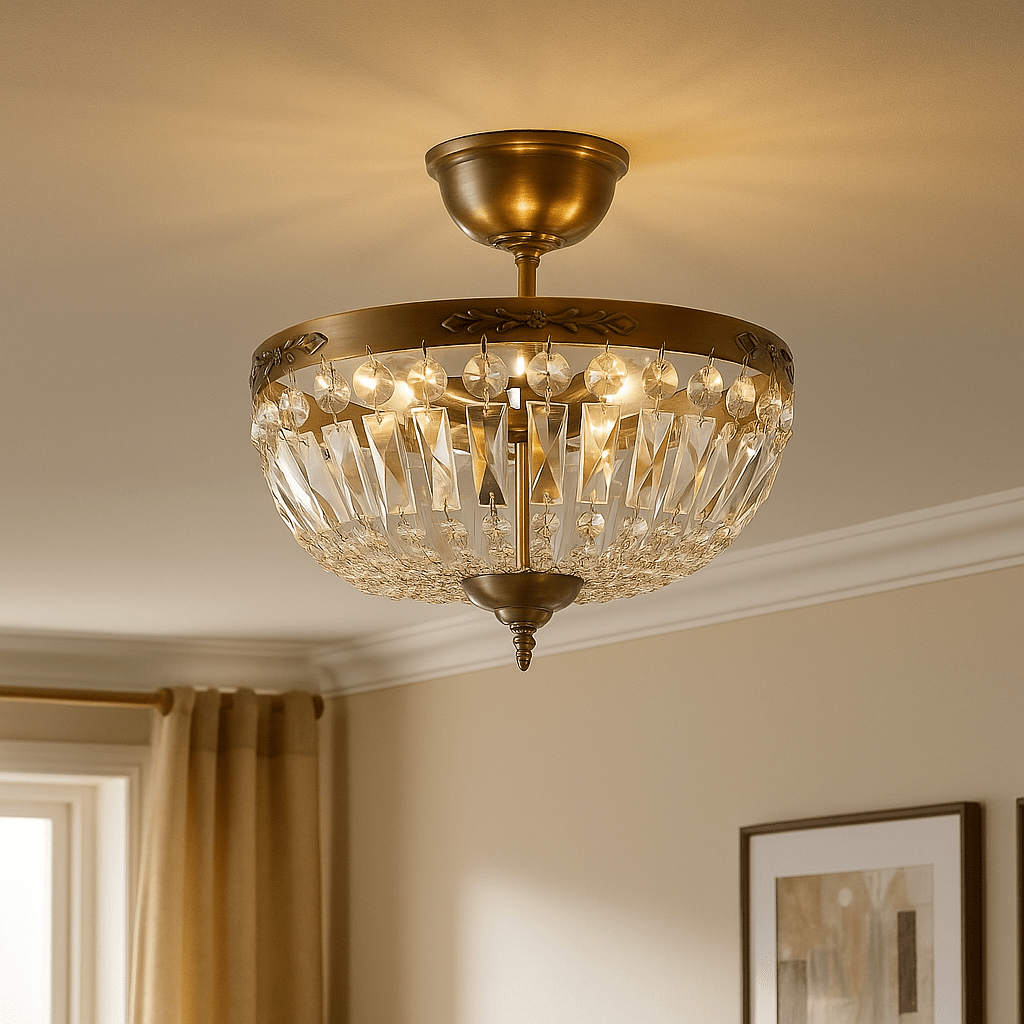 Windsor Ø40 Latón antiguo cristal De Lampan - Windsor es un elegante techo de cristal de metal con un acabado cl&aacute;sico de lat&oacute;n antiguo.