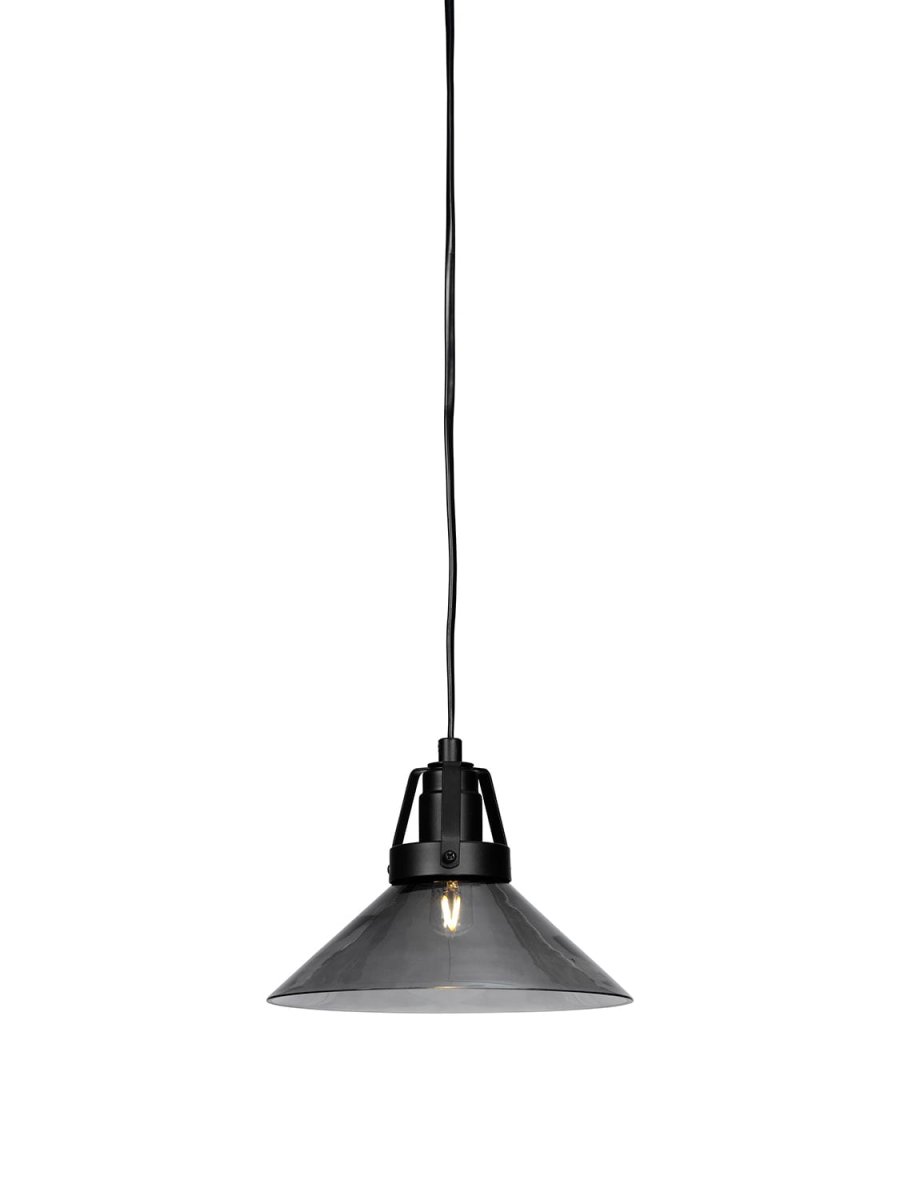 Skomakare Ø20 Color humo lámpara de ventana De Cottex - L&aacute;mpara de ventana de estilo zapatero realizada en metal negro con cristal ahumado.