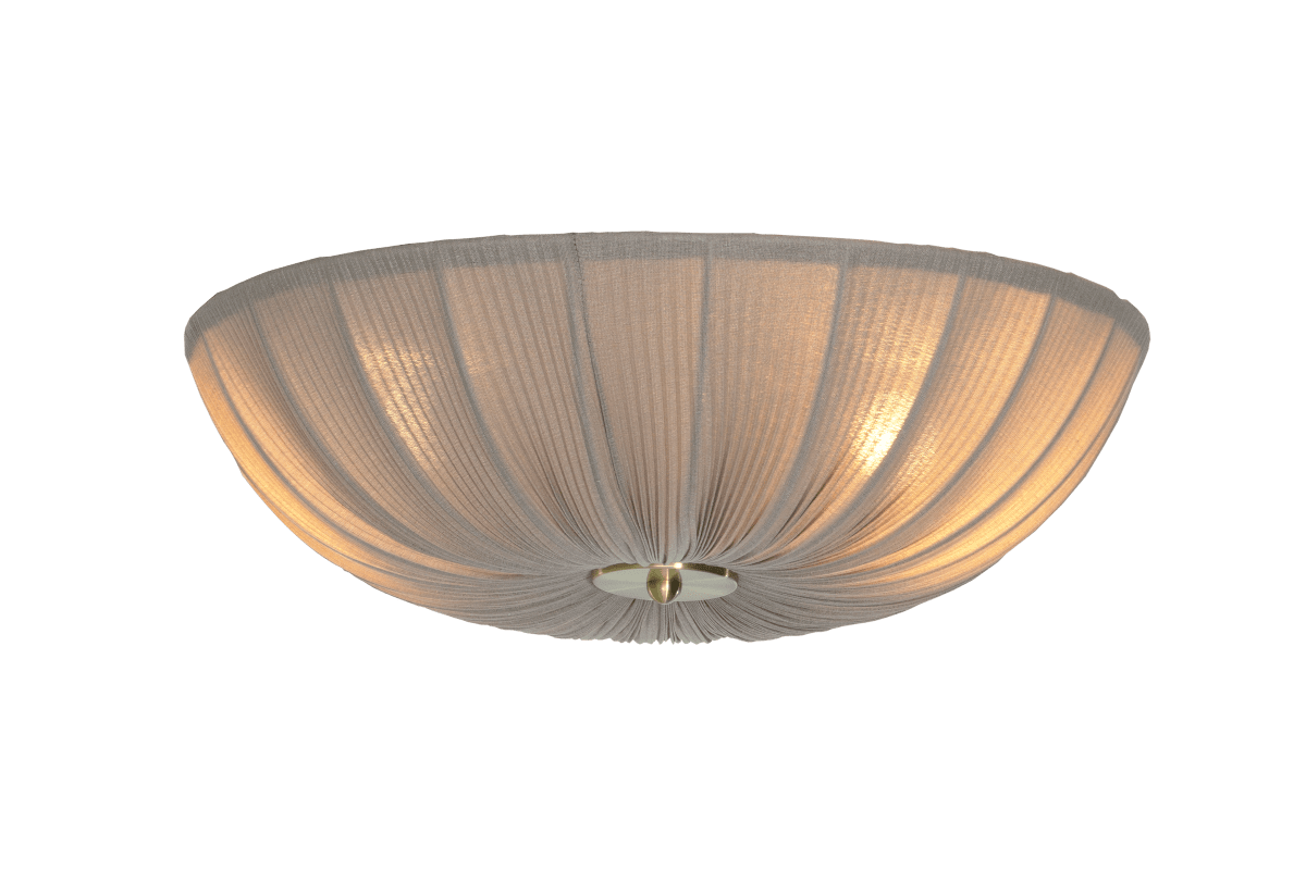 Lady Ø45 Gris plafón De Aneta Lighting - La combinaci&oacute;n del c&aacute;lido verde de la tela y los detalles de lat&oacute;n le confieren un estilo atemporal y sofisticado.