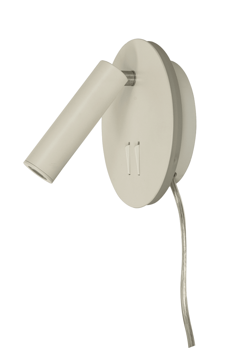 Ace Blanco lámpara de lectura De Aneta Lighting - La lámpara tiene una luz de lectura con cabezal orientable así como una iluminación indirecta que ilumina la pared alrededor de la lámpara.