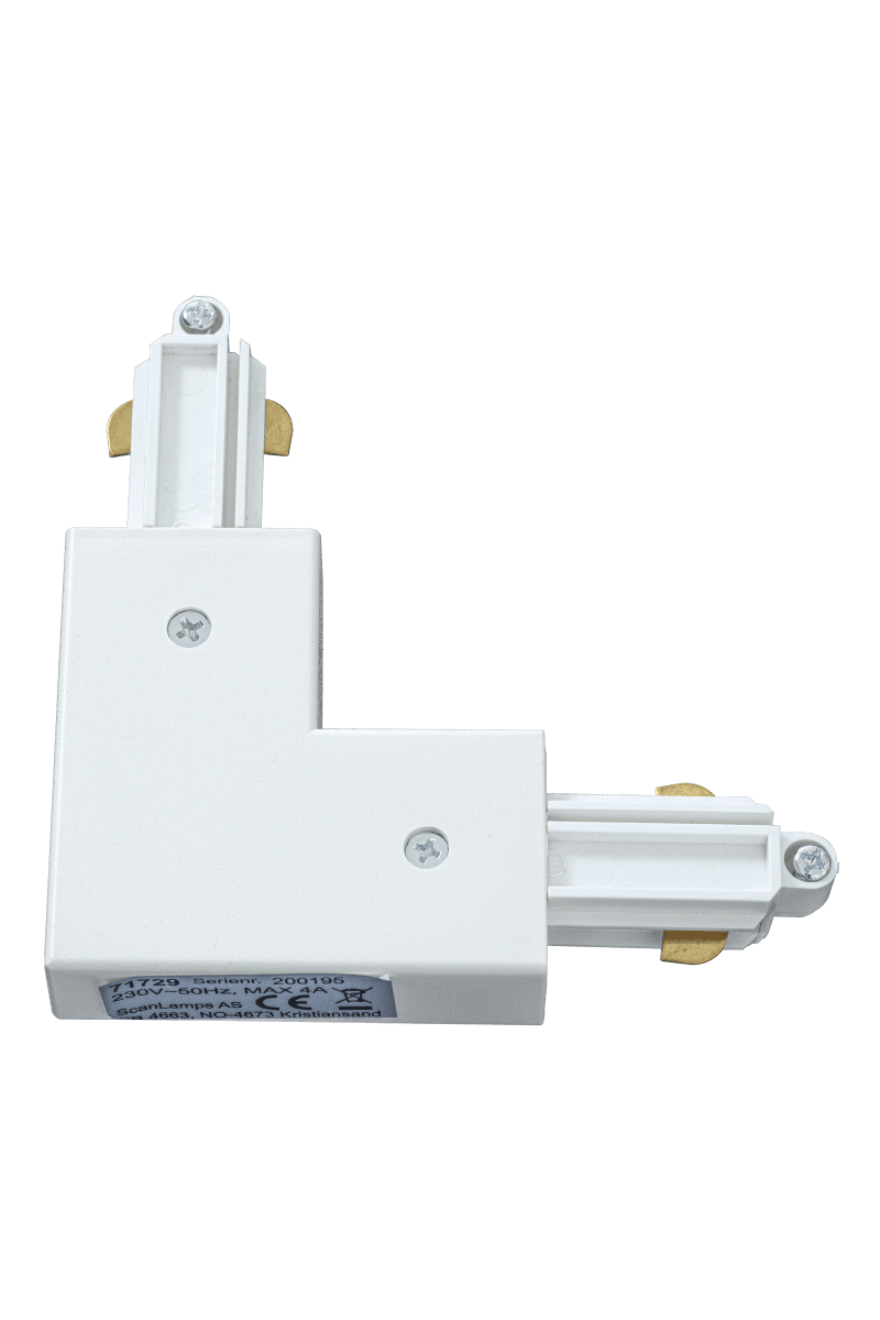 Conector En L Izquierda Blanco mate De Aneta Lighting - Conexi&oacute;n con &aacute;ngulo de 90&deg; al sistema ferroviario Trackline de Aneta.