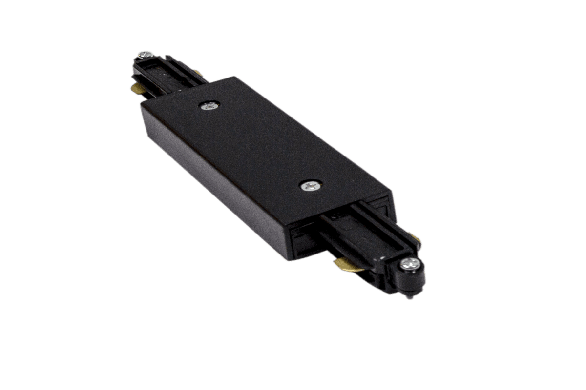 Conexión Central Negro De Aneta Lighting - Se utiliza como conexi&oacute;n recta, pero con posibilidad de conectar la alimentaci&oacute;n en medio de dos tramos.