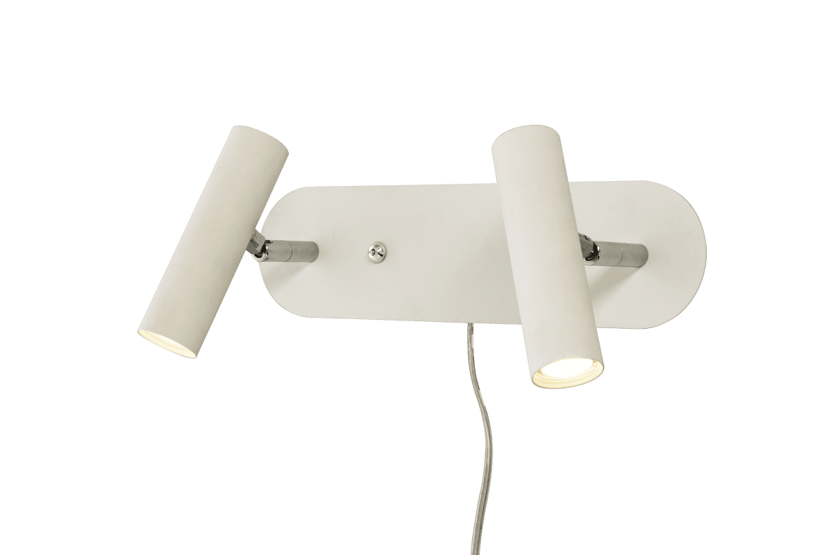 Artic Blanco lámpara de lectura De Aneta Lighting - 2 cabezales orientables con fuente de luz LED que proporciona una agradable luz blanca c&aacute;lida.