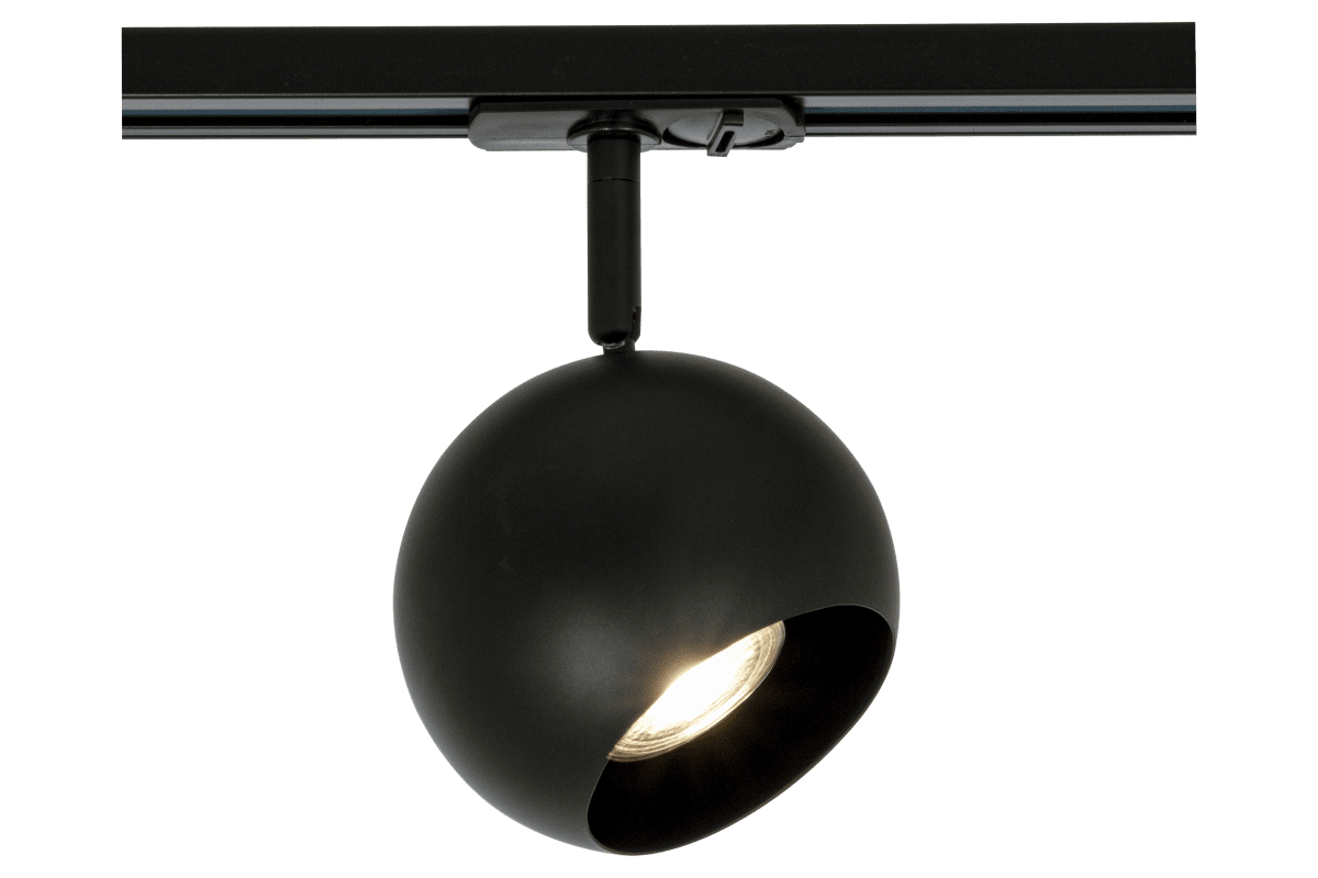 Ball spotlight Negro De Aneta Lighting - Su instalaci&oacute;n en el riel es incre&iacute;blemente sencilla y resulta igualmente adecuado para viviendas particulares y espacios p&uacute;blicos.