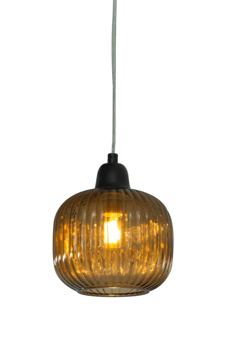 Elin Ø15 Marrón lámpara de ventana De Aneta Lighting - La l&aacute;mpara de ventana Elin impresiona con su elegante dise&ntilde;o de metal negro y una pantalla decorativa de vidrio marr&oacute;n acanalado que proyecta una luz suave y hermosa.