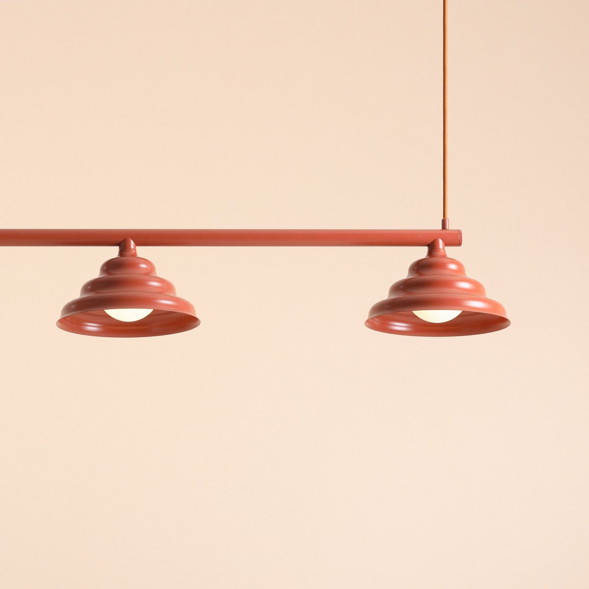 Wave 106cm Naranja Lámpas de techo De Artera - Los brazos metálicos ondulados en color marrón rojizo proporcionan una hermosa distribución de luz hacia abajo y, por lo tanto, son perfectos para colgar sobre la mesa del comedor o la encimera de la cocina.