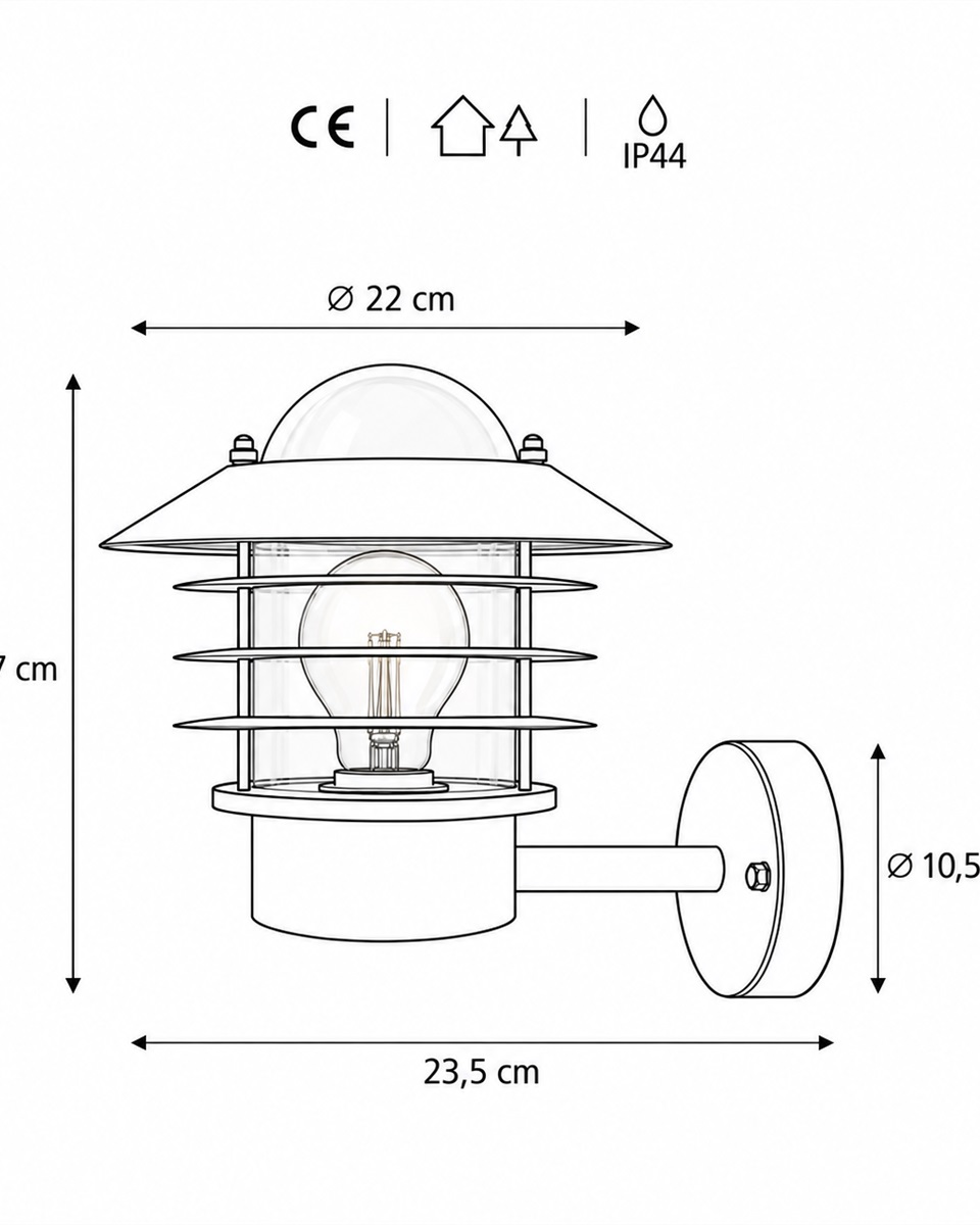 Ystad Blanco lámpara de exterior De Nordic Lighting - La luz se difunde suavemente a trav&eacute;s del cristal, creando un ambiente acogedor en la entrada, la fachada o la pared de la casa.