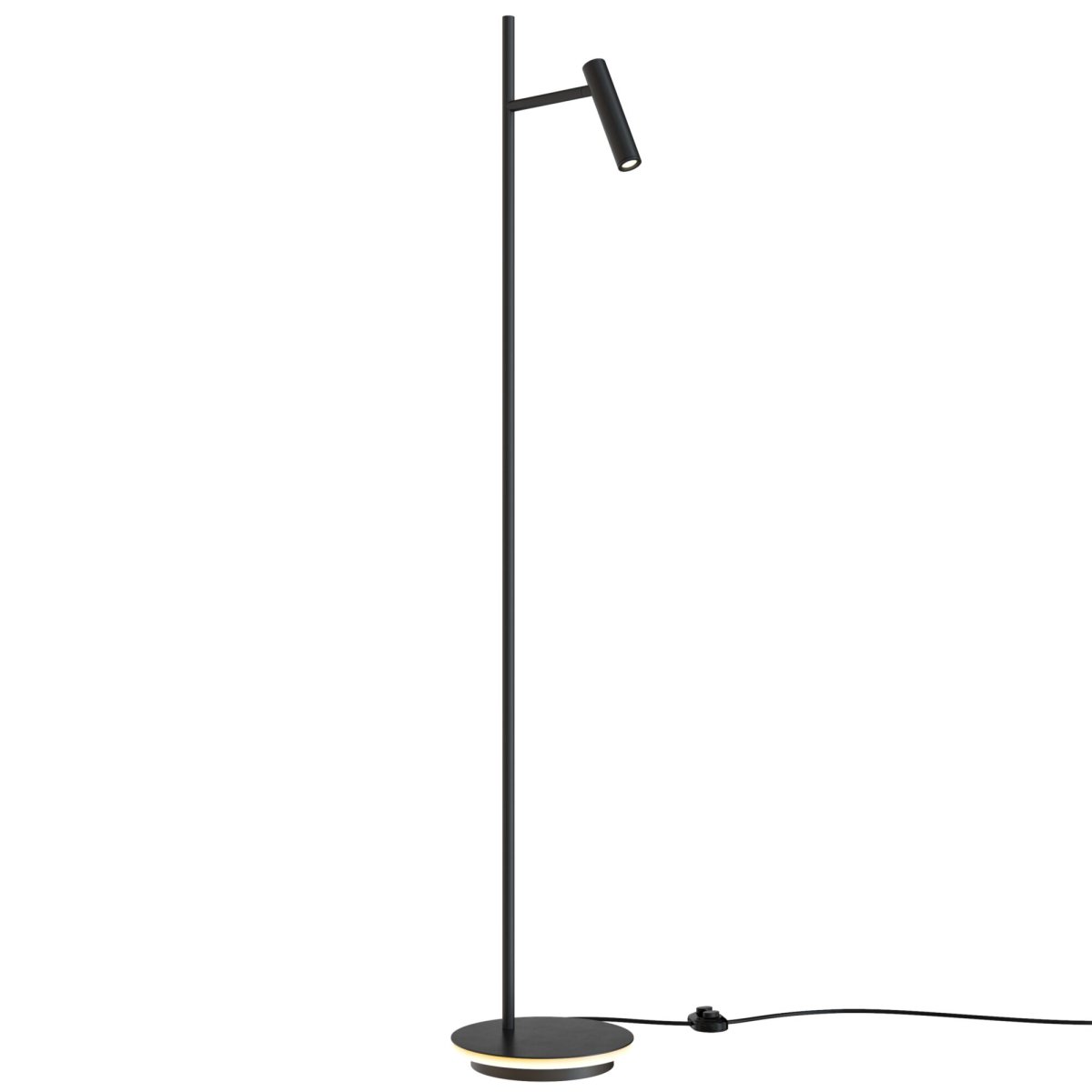 Estudo Negro lámpara de pie De Maytoni - La forma minimalista y la base elegante con borde de luz integrado hacen de Estudo un complemento versátil y elegante para el hogar y la oficina.