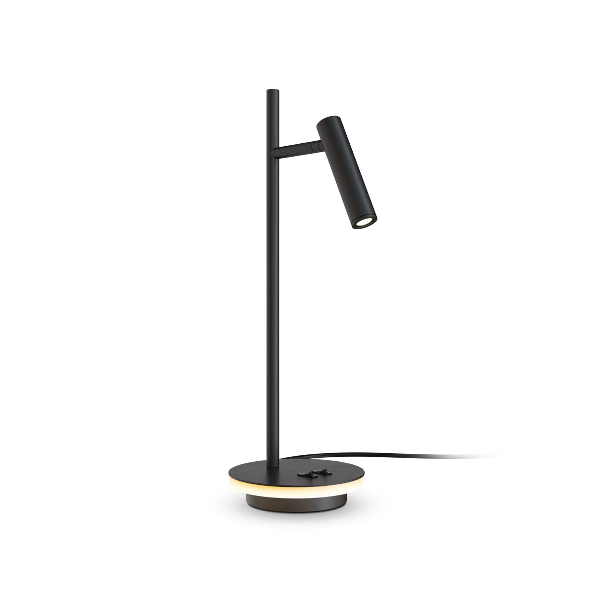 Estudo 45cm Negro lámpara de escritorio De Maytoni - La forma minimalista y la base elegante con borde de luz integrado hacen de Estudo un complemento versátil y elegante para el hogar y la oficina.