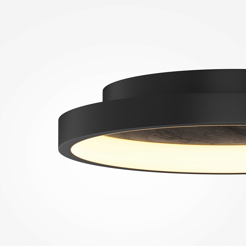 Orign Ø60 Negro plafón De Maytoni - Orign es una l&aacute;mpara de techo de metal con una elegante imitaci&oacute;n de piedra en el centro, creando una impresi&oacute;n natural y exclusiva.