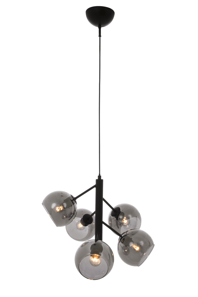 Atom Ø48 Color humo Lámpas de techo De Aneta Lighting - Las cinco c&uacute;pulas de cristal ahumado garantizan una agradable distribuci&oacute;n de la luz en la estancia sin deslumbramientos.